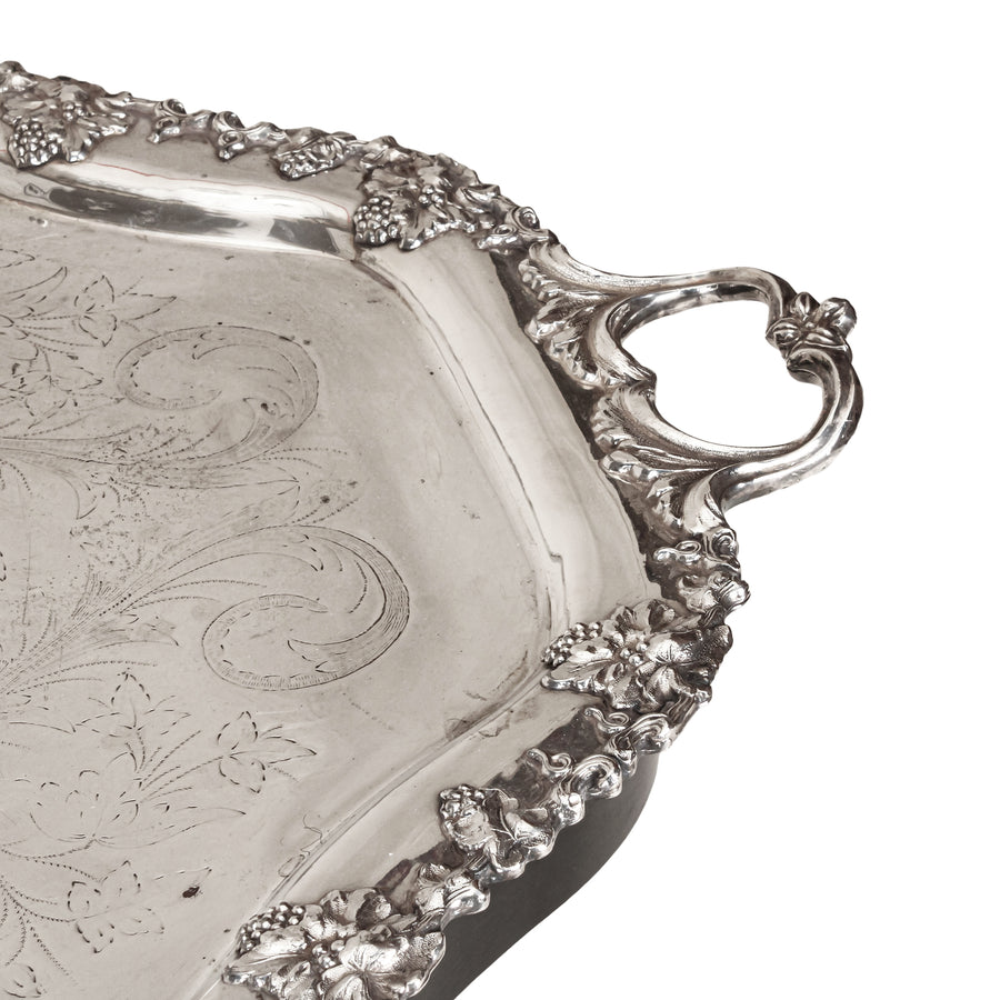 Silverplate Footed Tray on Custom Made Stand