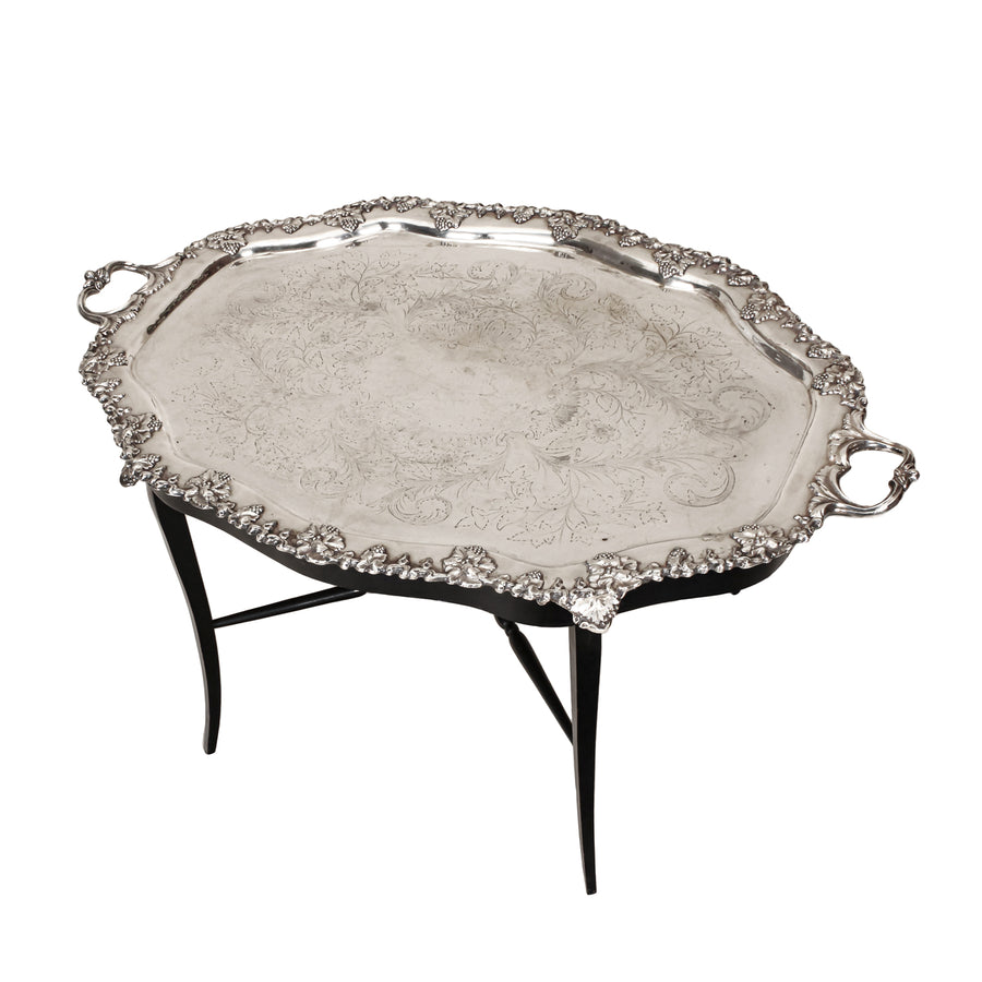 Silverplate Footed Tray on Custom Made Stand