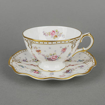 ROYAL CROWN DERBY Royal Antoinette A1225 Cup & Saucer