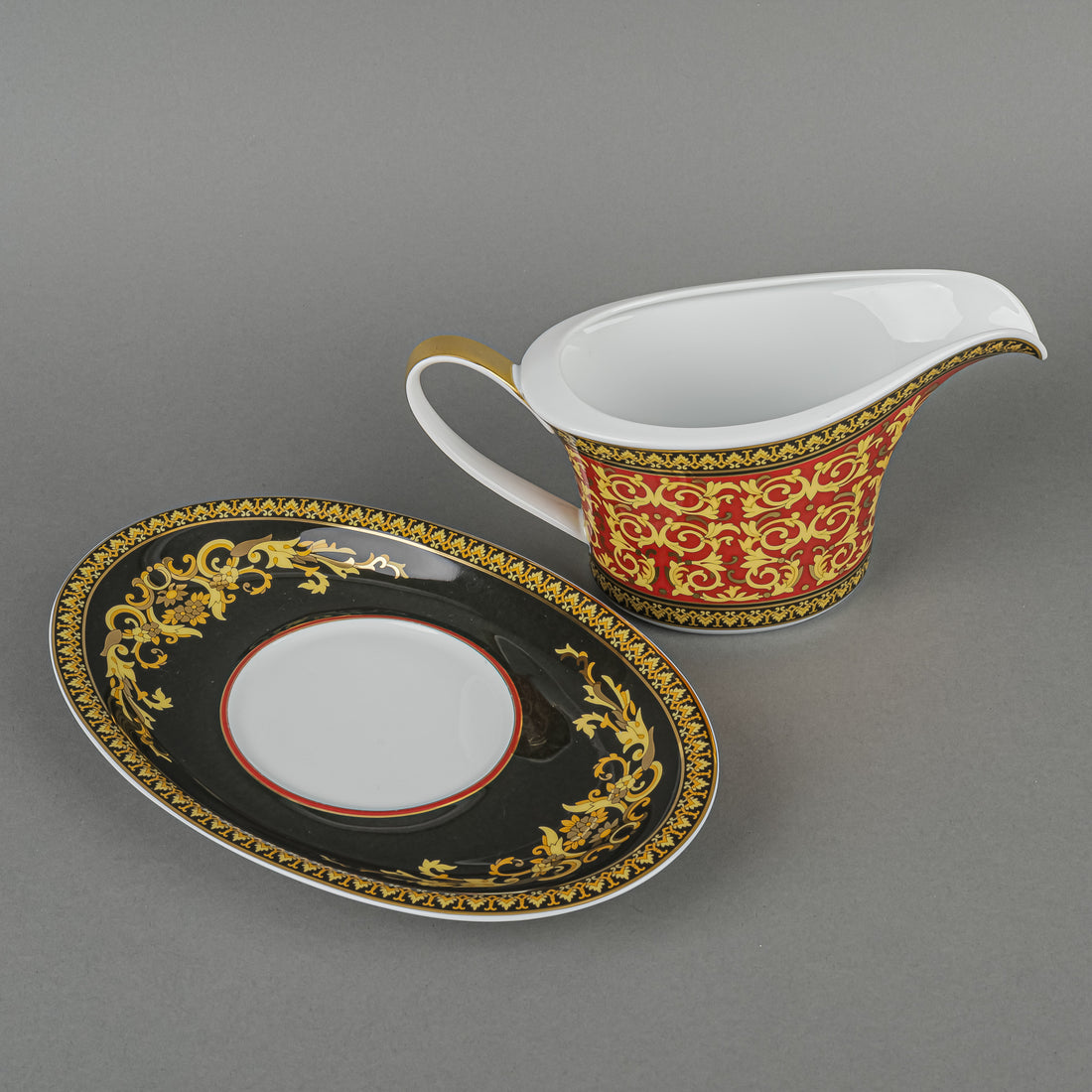ROSENTHAL VERSACE Medusa Red Gravy Boat & Undertray