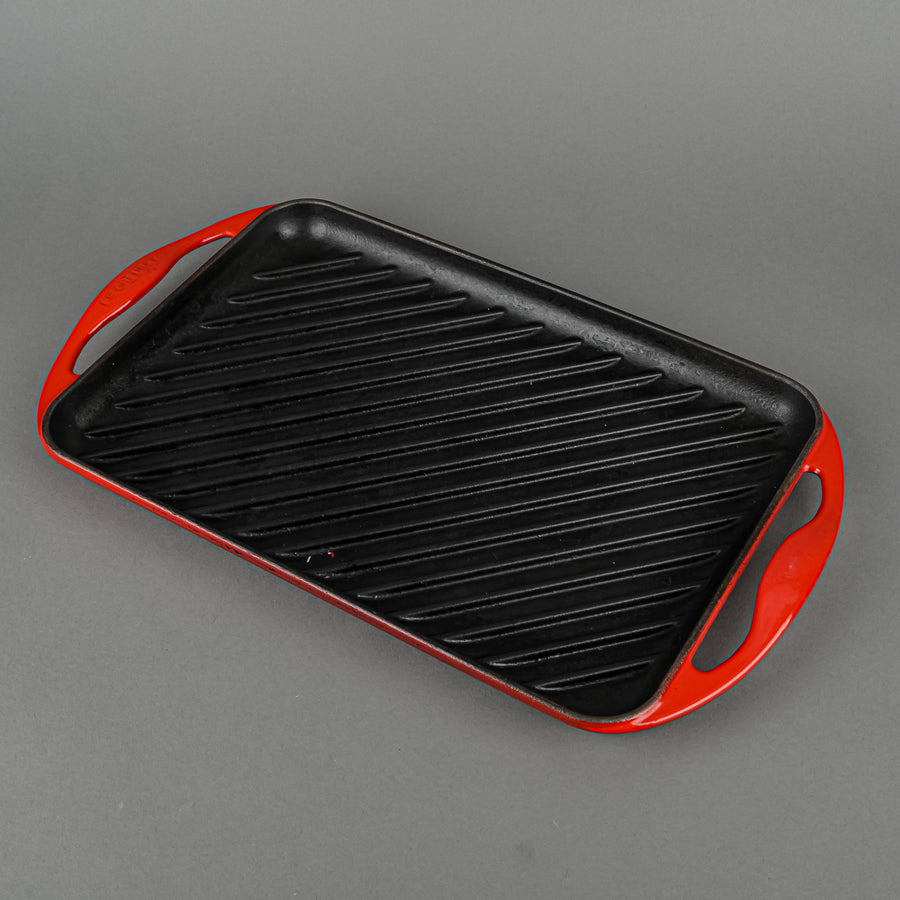 LE CREUSET Enamel Cast Iron Skinny Grill Pan - Red