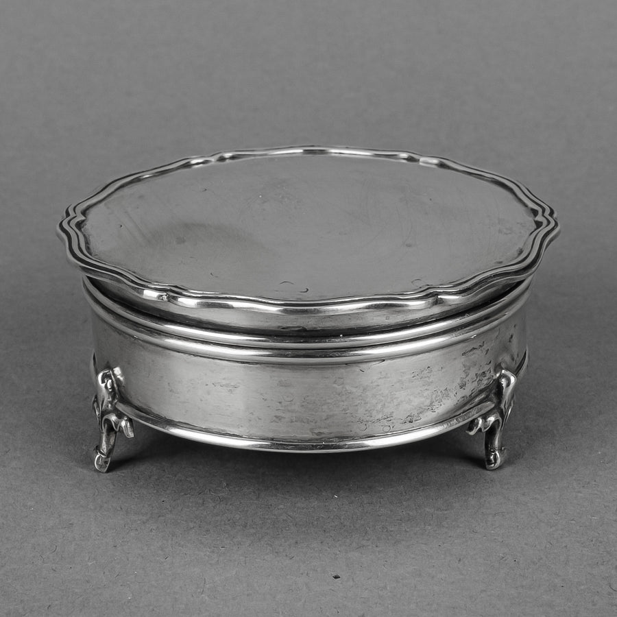 ASPREY LONDON Sterling Silk Lined Footed Jewelry Box