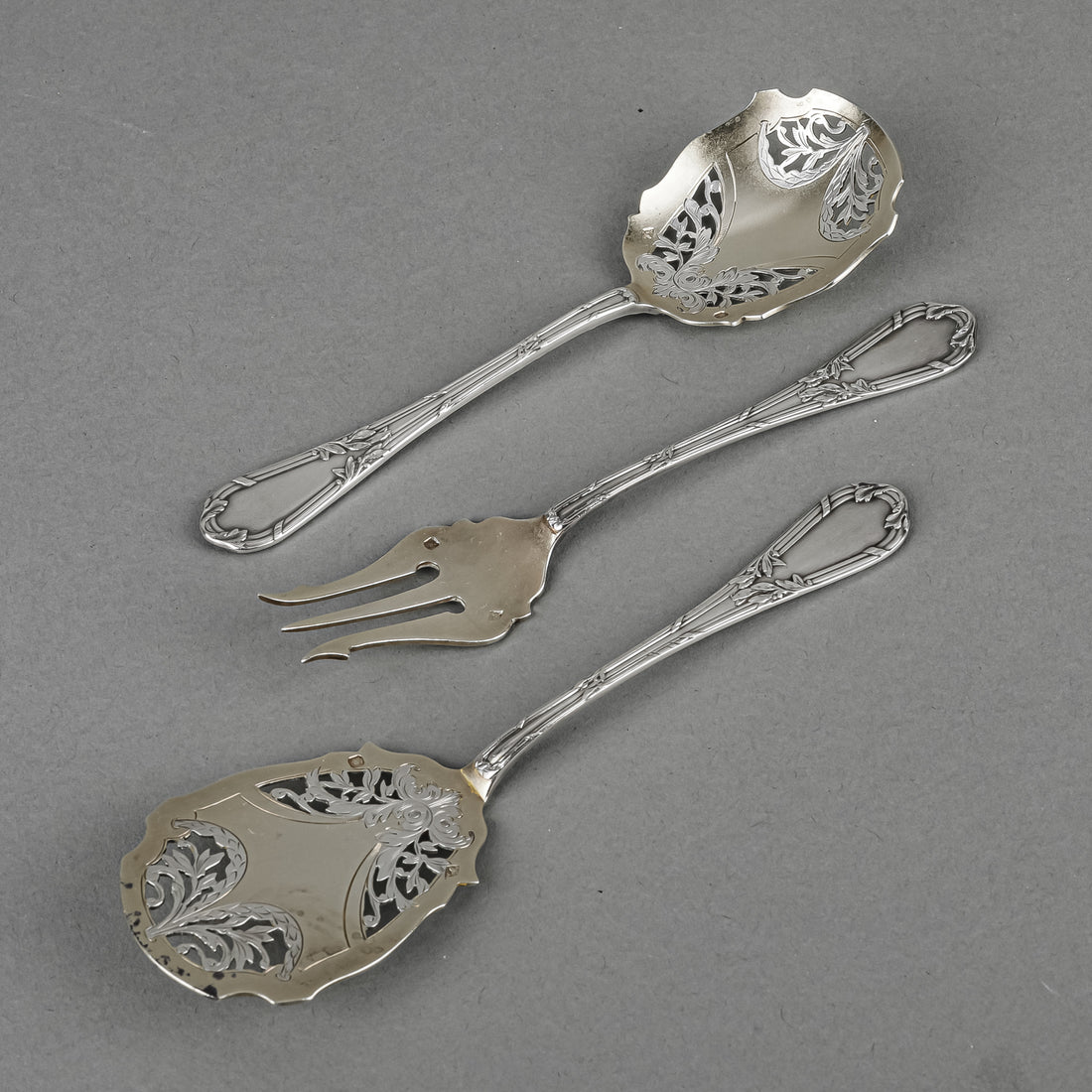 LOUVRE SOCIETY Vermeil 925 Sterling Serving Utensils  3 Pieces