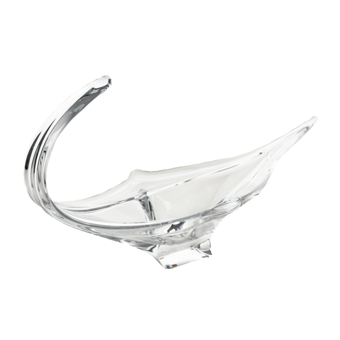Vintage Daum Style Crystal Free Form Art glass Bowl w/Handle