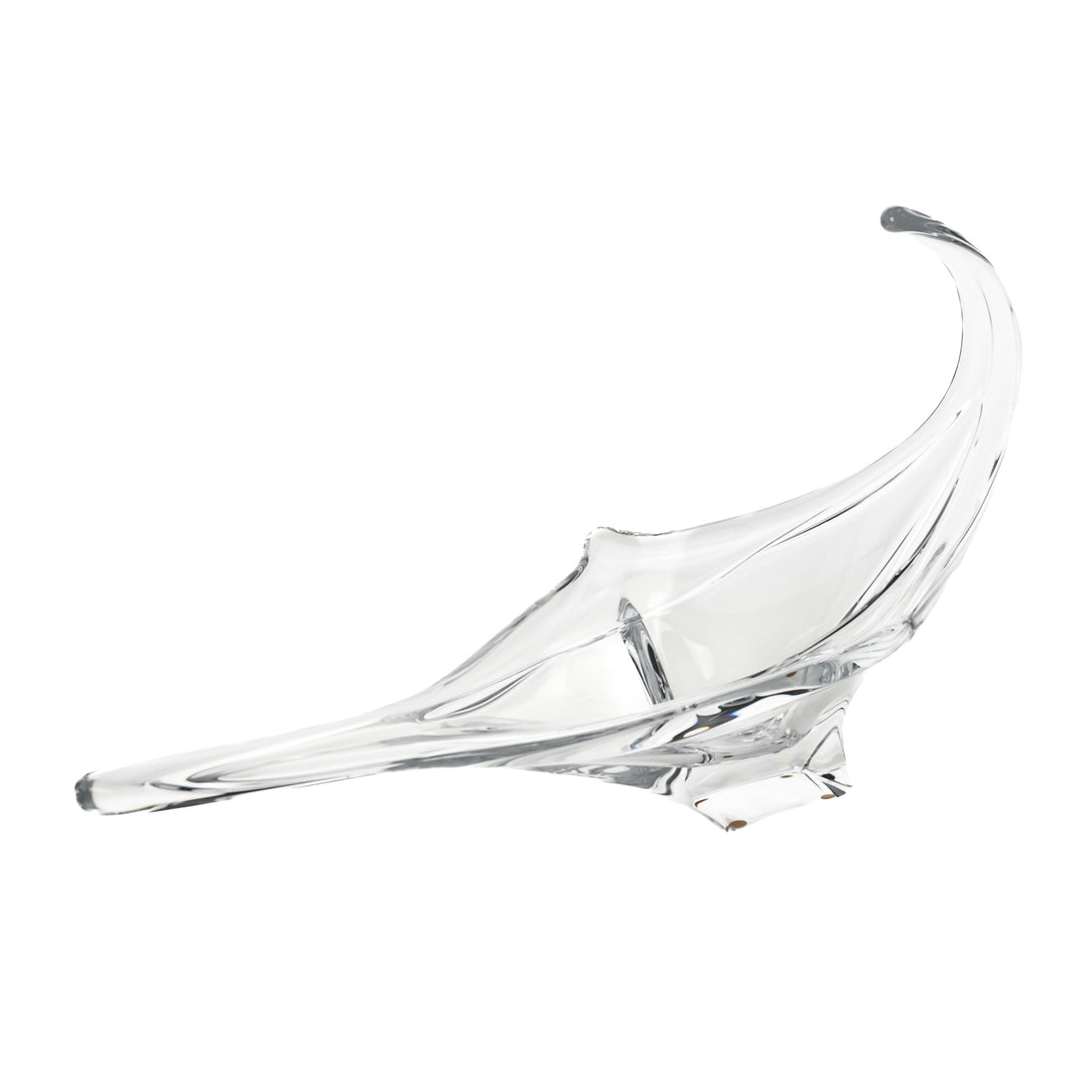 Vintage Daum Style Crystal Free Form Art glass Bowl w/Handle