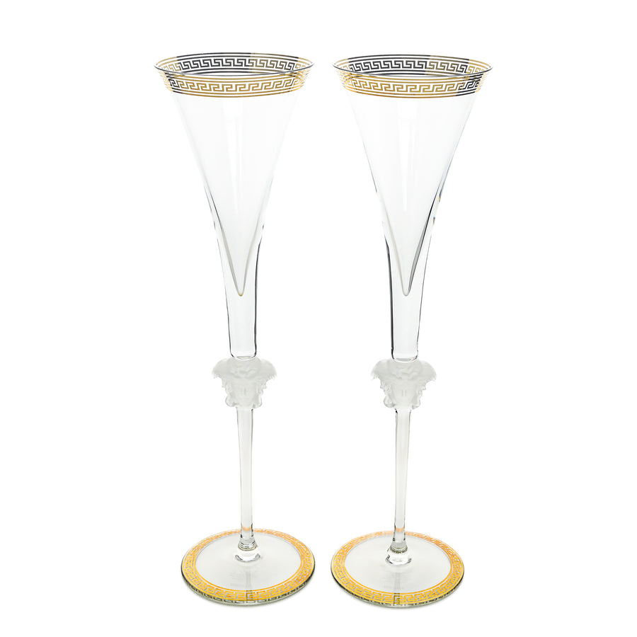 ROSENTHAL VERSACE Medusa Lumiere Champagne Flutes Set of 2