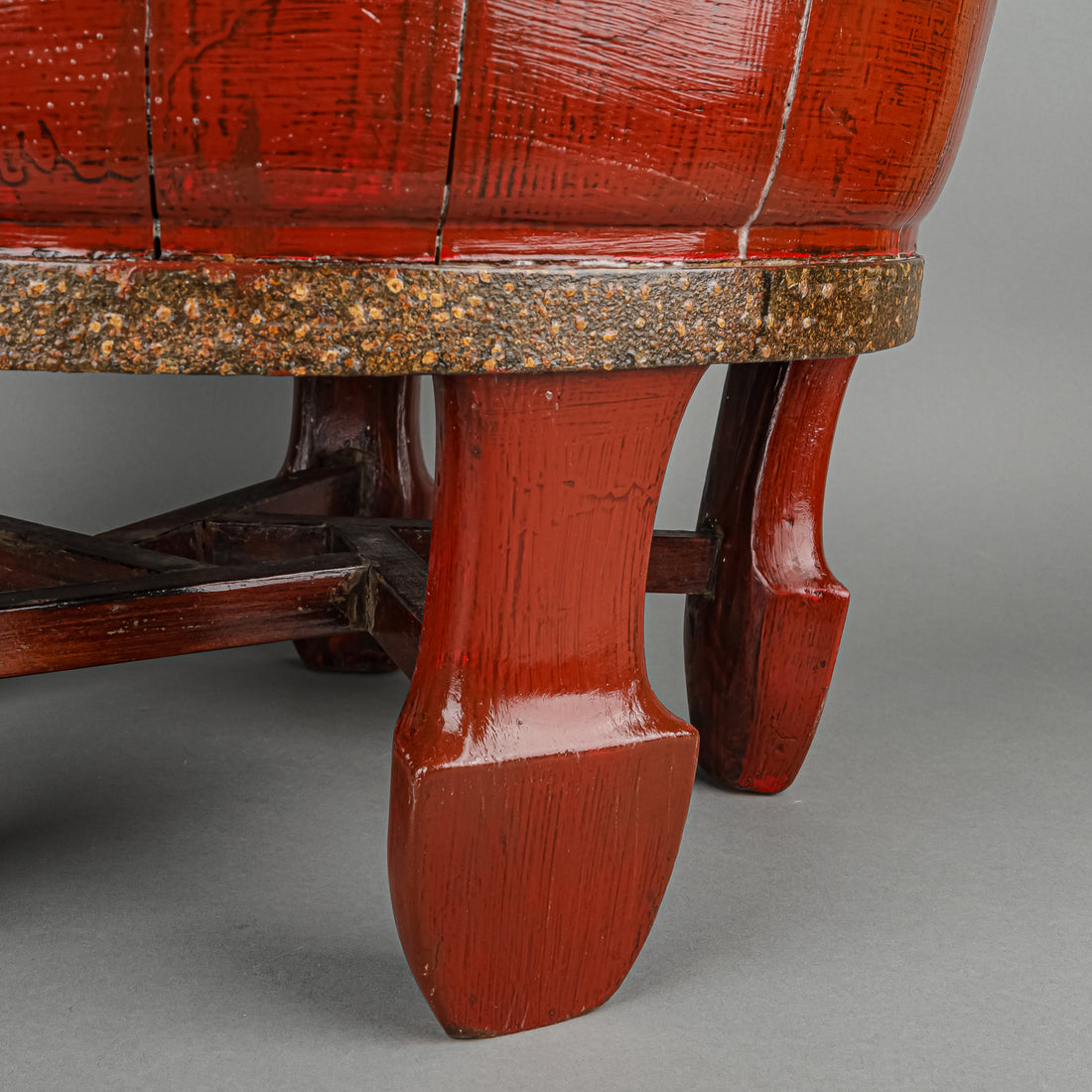 Chinese Red Lacquer Wash Basin Planter H15.5"xD21"