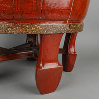 Chinese Red Lacquer Wash Basin Planter H15.5"xD21"