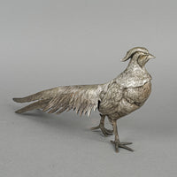 Silver Plate Pheasant Bird Figurines Set of 2