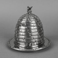 CORBELL & CO Silverplate Lidded Honey Pot w/Glass Insert & Spoon