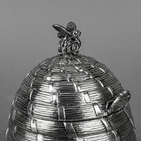 CORBELL & CO Silverplate Lidded Honey Pot w/Glass Insert & Spoon