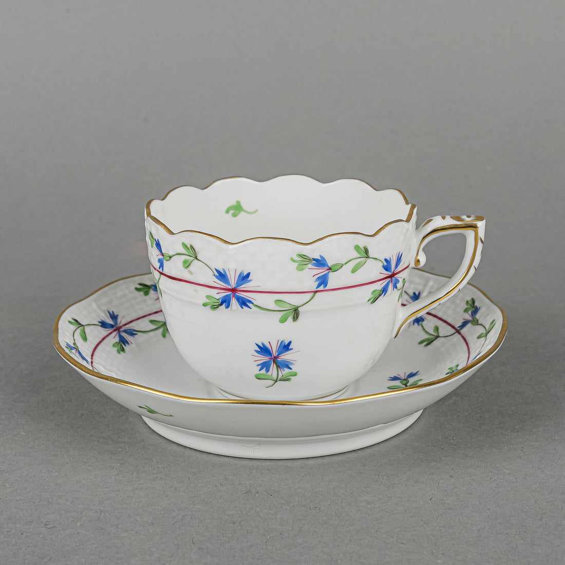 HEREND Blue Garland Espresso Demitasse & Saucer