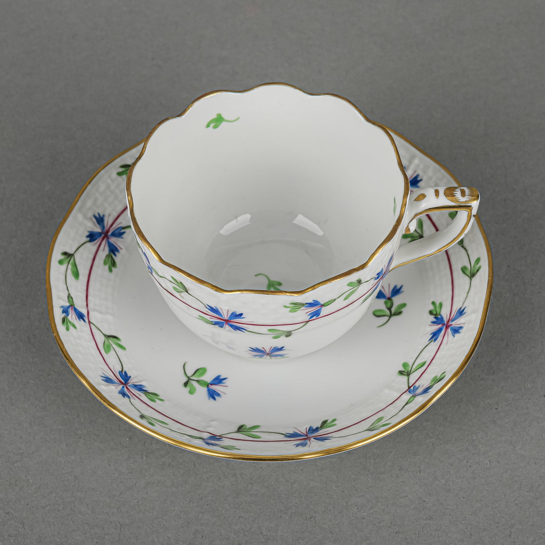 HEREND Blue Garland Espresso Demitasse & Saucer