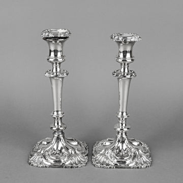 Silverplate Candlesticks With Drip Pans  Set Of 2