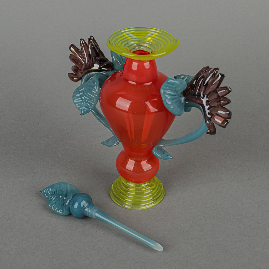 Susan Rankin (Canadian 1959) Art Glass Floral Perfume Bottle