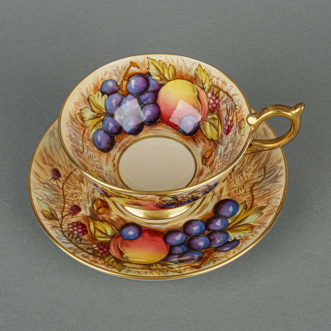 AYNSLEY Cup And Saucer 1037 N.Brunt Orchard Fruit