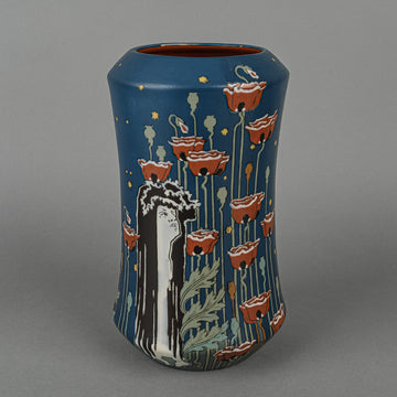 VILLEROY & BOCH Mettlach Hans Christiansen "Die Nacht" Poppy Vase 2424