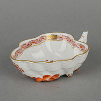 HEREND Chinese Bouquet Rust Leaf Shaped Sugar Bowl