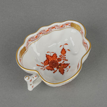 HEREND Chinese Bouquet Rust Leaf Shaped Sugar Bowl