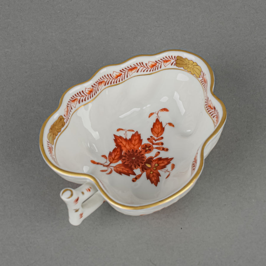 HEREND Chinese Bouquet Rust Leaf Shaped Sugar Bowl