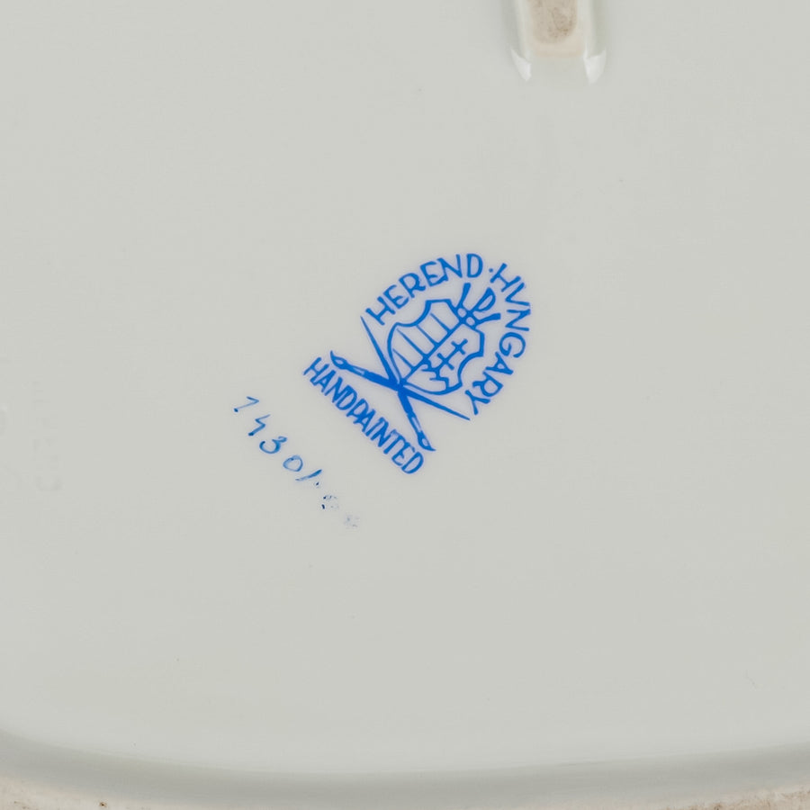 HEREND Chinese Bouquet Rust Cake Plate