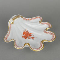 HEREND Chinese Bouquet Rust Shell Dish 7444