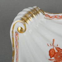 HEREND Chinese Bouquet Rust Shell Dish 7444