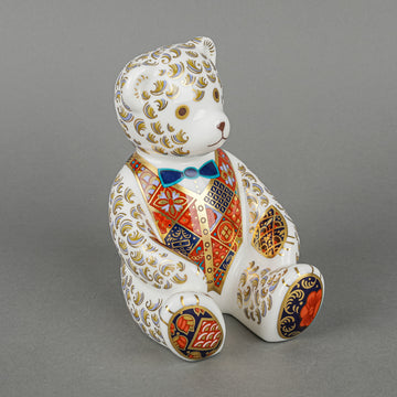 ROYAL CROWN DERBY Paperweight Imari Teddy Bear - Bow Tie