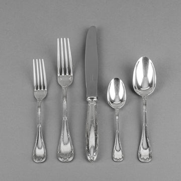 CHRISTOFLE Rubans Croises Silver Plate Flatware 8 Place Settings Plus Extras