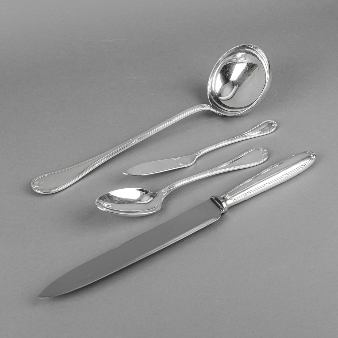 CHRISTOFLE Rubans Croises Silver Plate Flatware 8 Place Settings Plus Extras