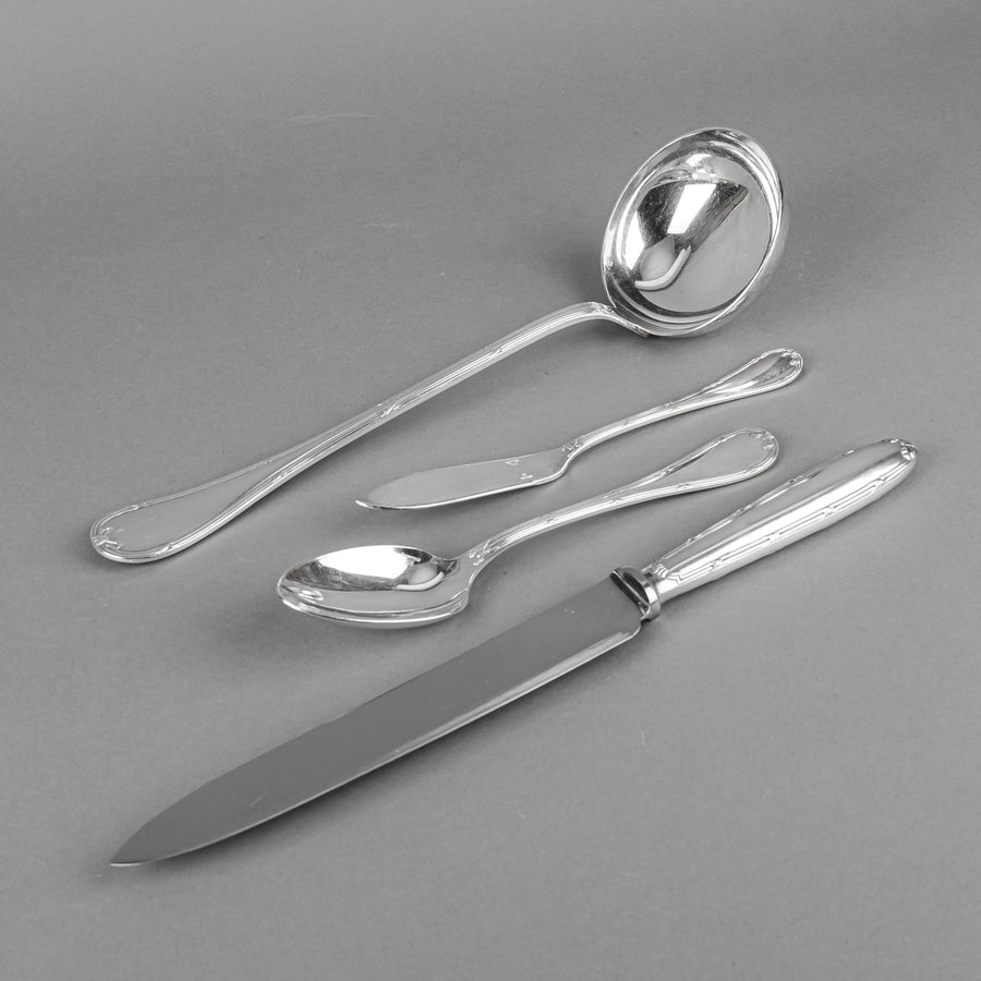 CHRISTOFLE Rubans Croises Silver Plate Flatware 8 Place Settings Plus Extras