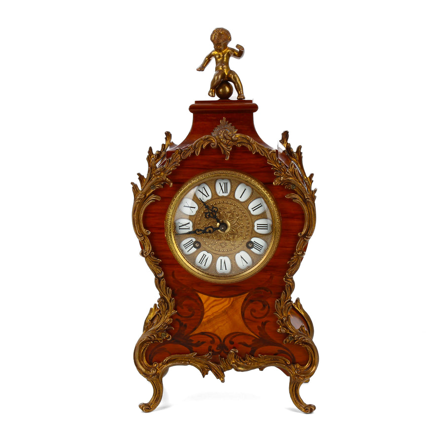 FRANZ HERMLE Rococo Style Boulle Mantel Clock