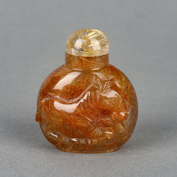Asian Golden Hair Rutilated Quartz Snuff Bottle