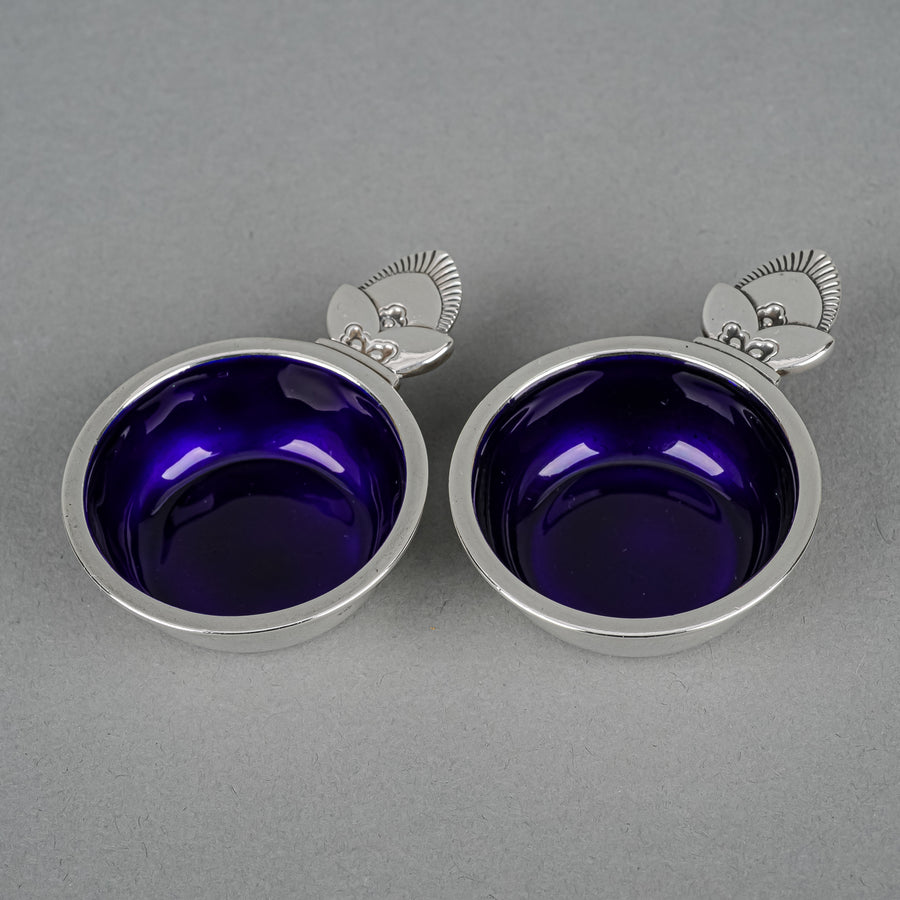 GEORG JENSEN Cactus Sterling Enameled Salt Cellars Set of 2