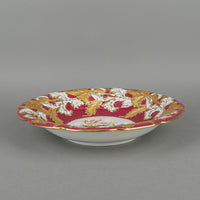 MEISSEN Floral Embossed Gilt Maroon Ground Bowl