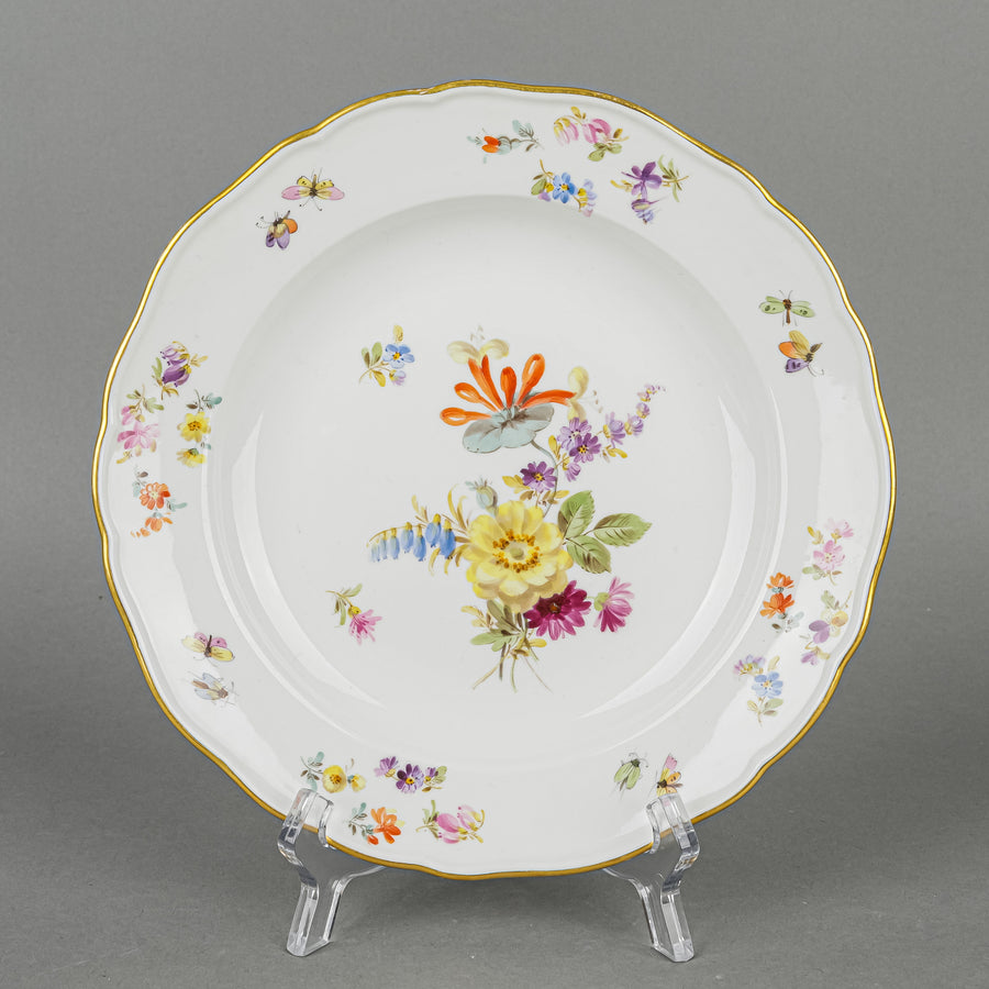 MEISSEN Floral Dessert Plates Set/6  Flowers & Insects