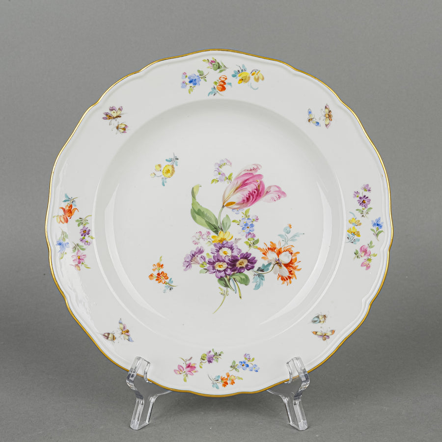 MEISSEN Floral Dessert Plates Set/6  Flowers & Insects