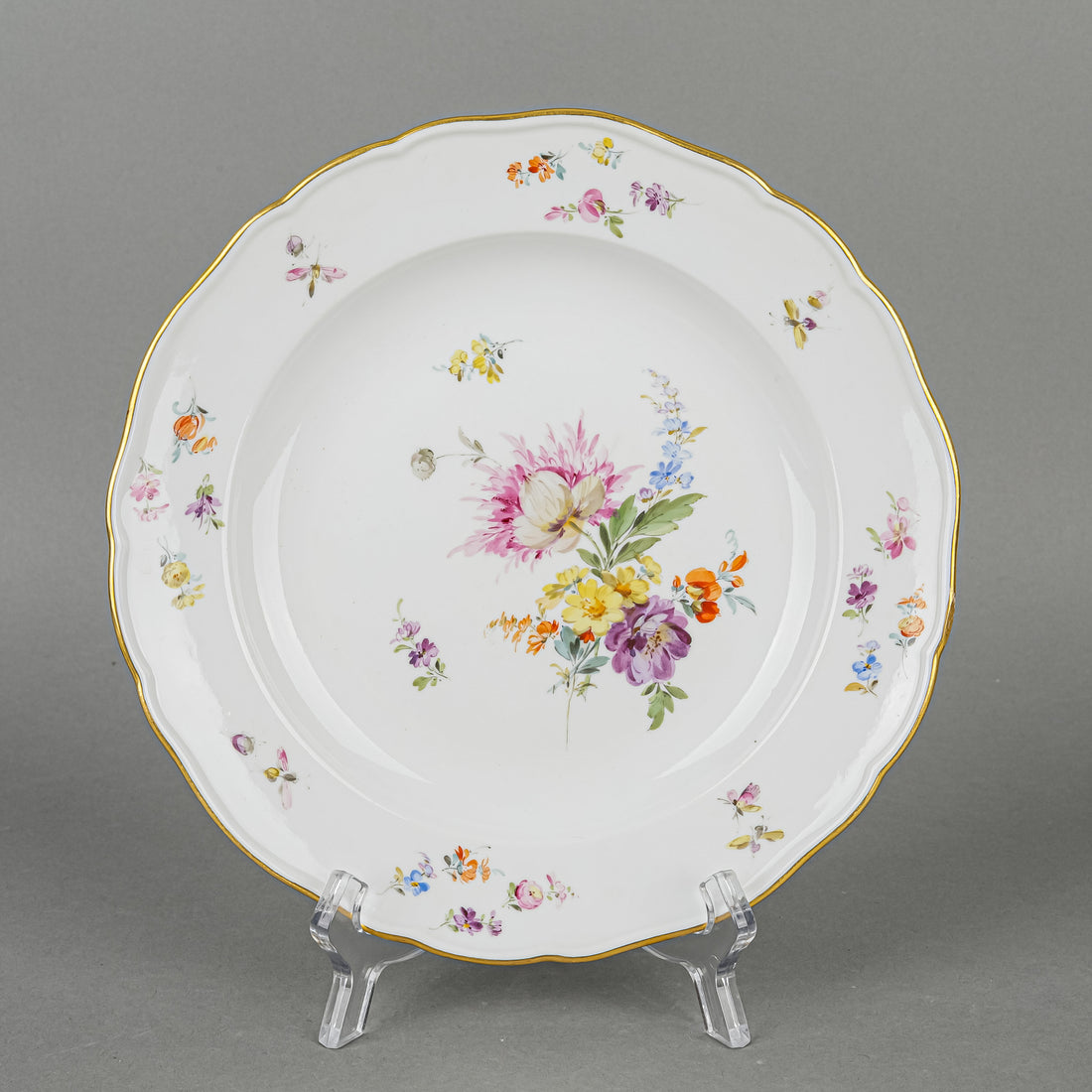 MEISSEN Floral Dessert Plates Set/6  Flowers & Insects