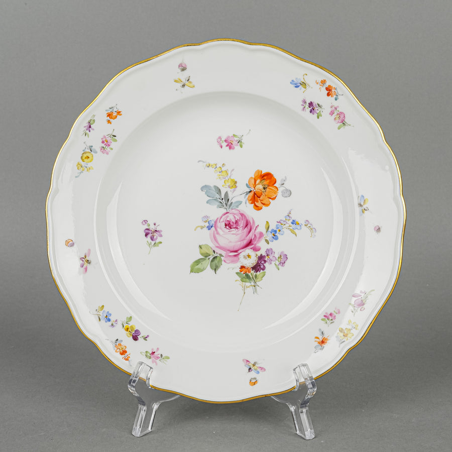 MEISSEN Floral Dessert Plates Set/6  Flowers & Insects