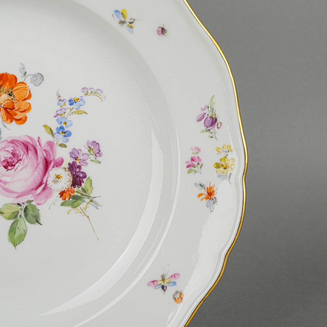 MEISSEN Floral Dessert Plates Set/6  Flowers & Insects
