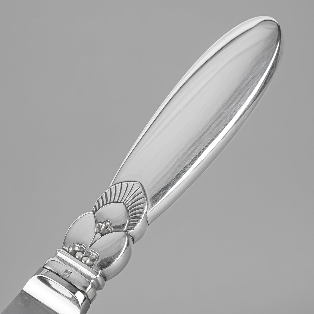 GEORG JENSEN Cactus Sterling Handle Stainless Steel Luncheon Knives Set of 10