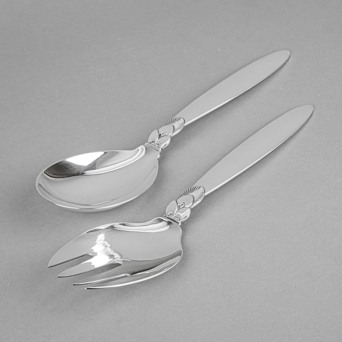 GEORG JENSEN Cactus Sterling Salad Servers Set of 2