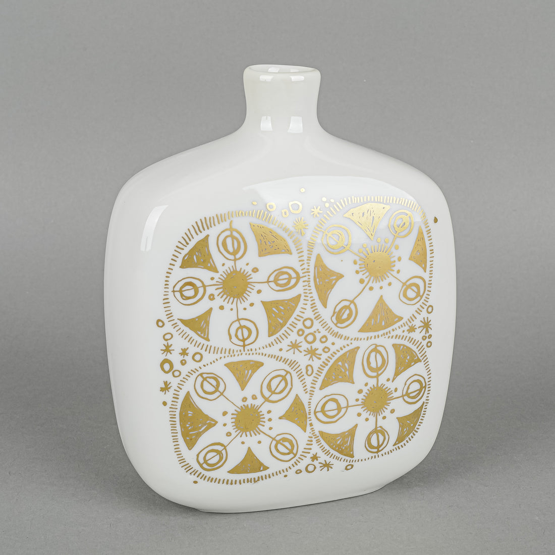 PORSGRUND NORWAY Gold & White Bottle Vase