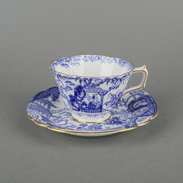 ROYAL CROWN DERBY Mikado Footed Cup & Saucers Set of 3 6pcs
