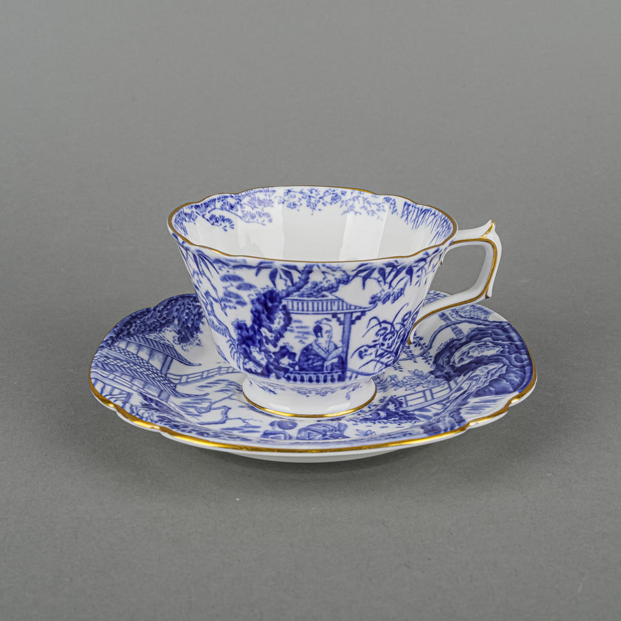 ROYAL CROWN DERBY Mikado Footed Cup & Saucers Set of 3 6pcs