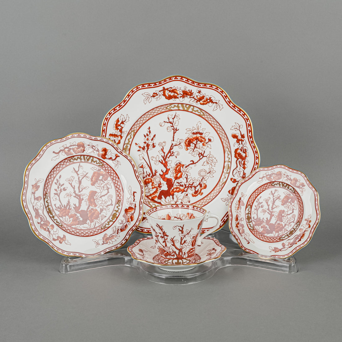COALPORT Indian Tree Coral 10 Place Setting Plus Extras