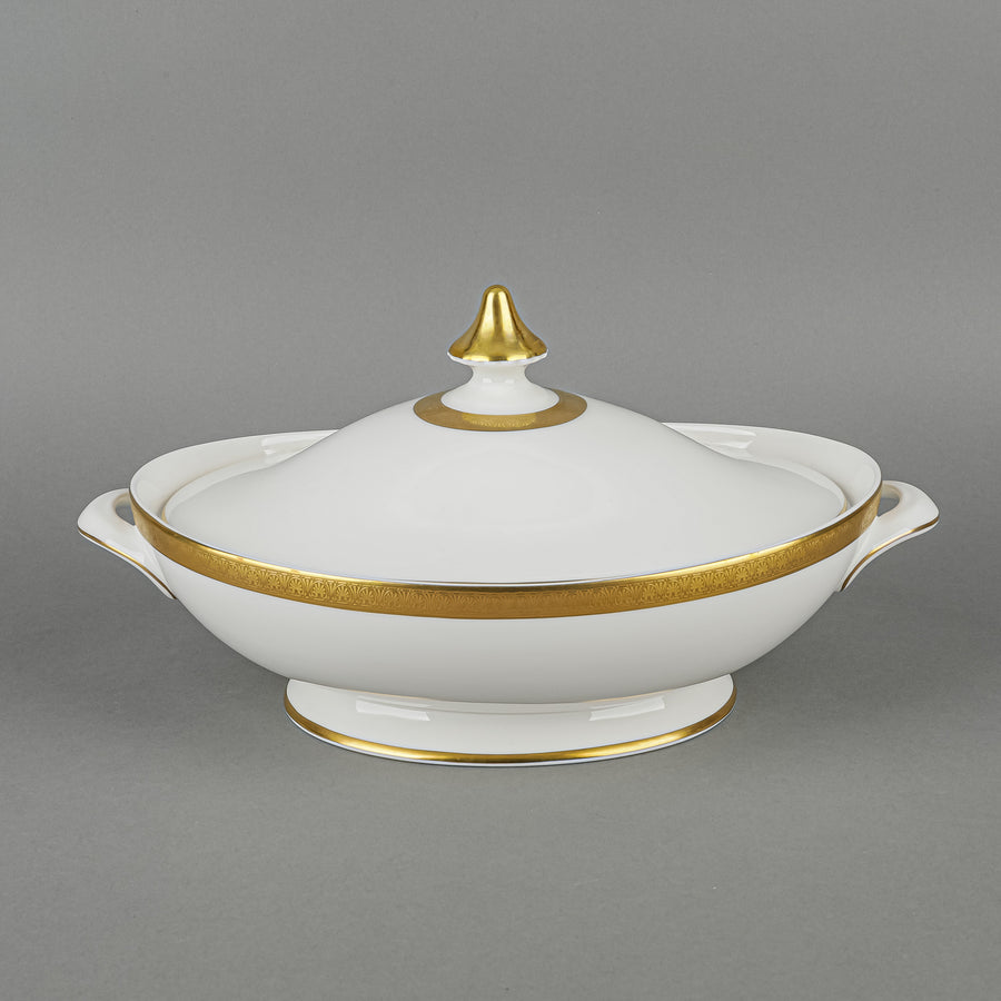 ROYAL DOULTON Royal Gold Oval Covered Serving Bowl