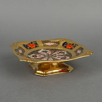 ROYAL CROWN DERBY Old Imari Solid Gold 1128 Footed Square Dish