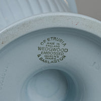 WEDGWOOD White On Blue Embossed Queens Ware Trumpet Vase
