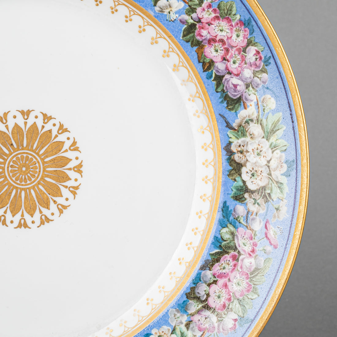 Antique 1834 SEVRES Hand Painted Floral Border Plate